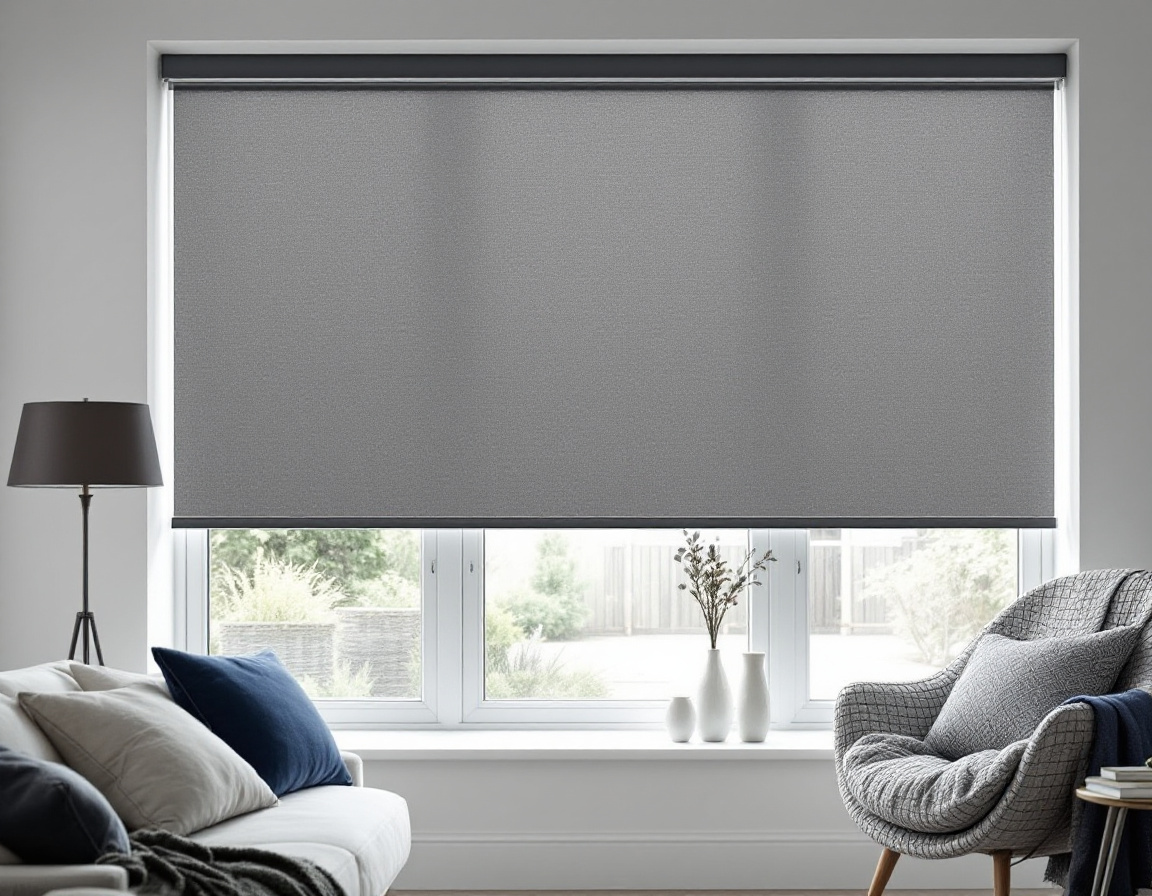 Roller and vertical blinds on a living room window