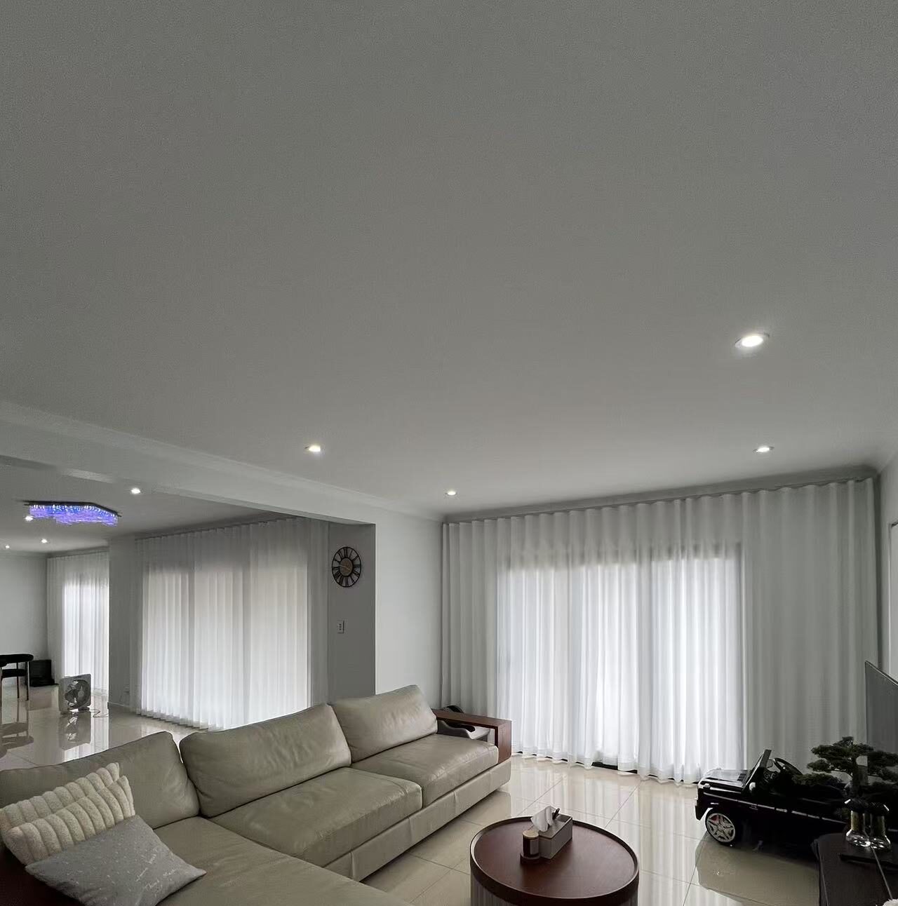 S-fold privacy sheers installed full wall size for living areas sliding doors and windows
