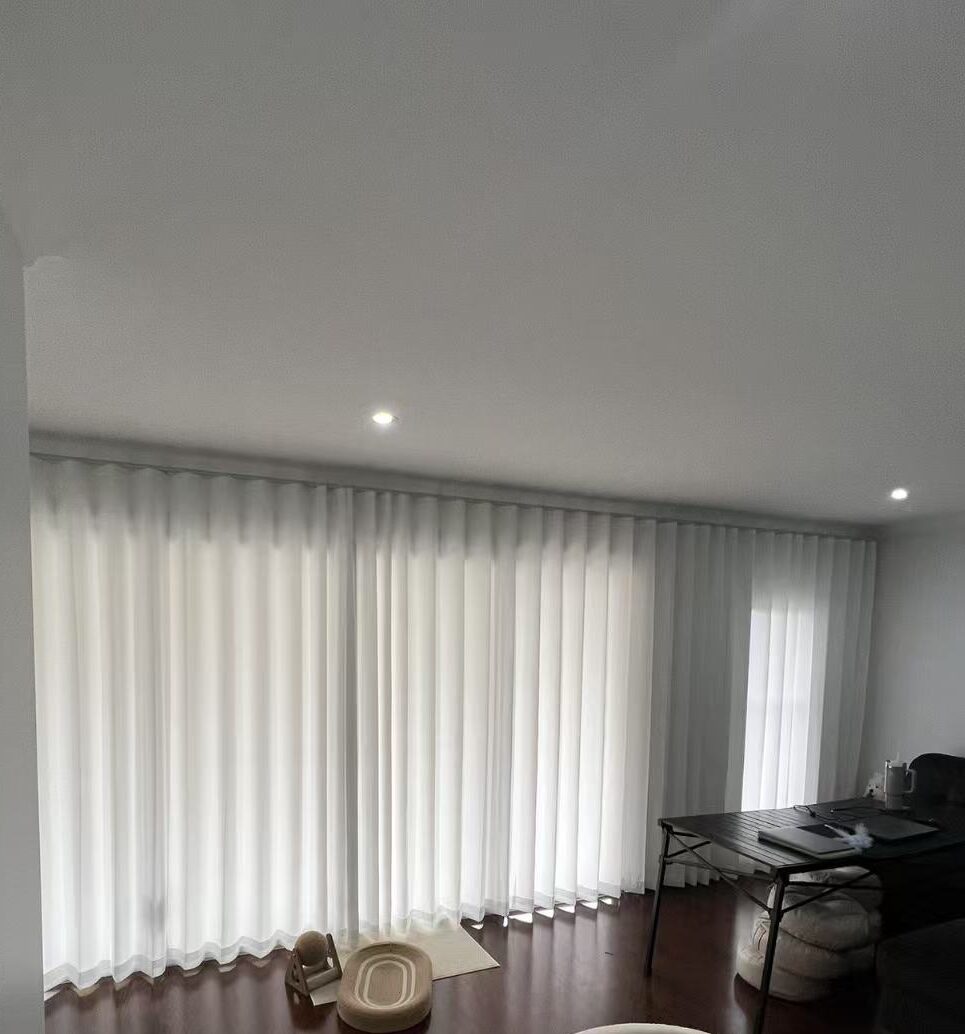 S-fold privacy sheer installed for living areas windows