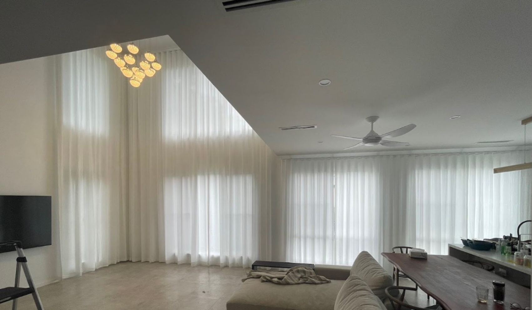 S-fold sheer in living and kitchen 1