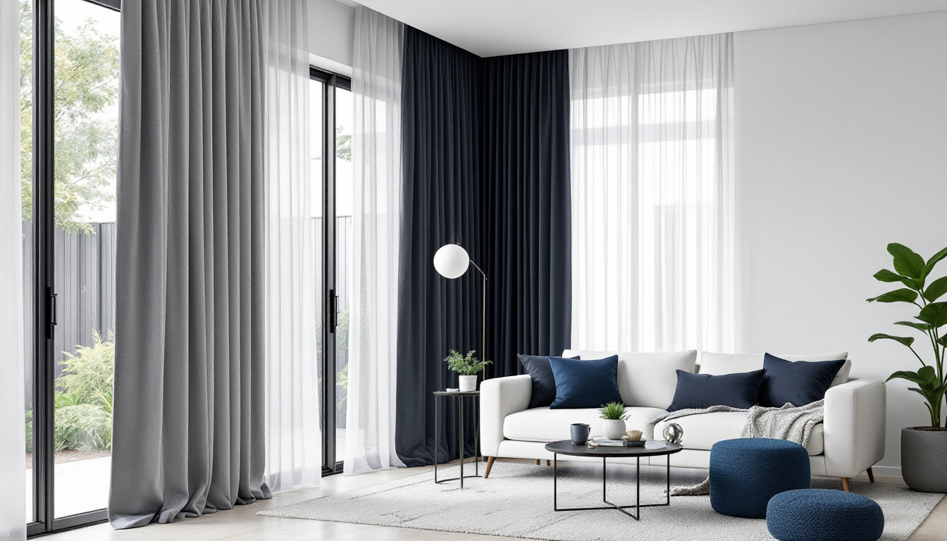 Custom sheer and blockout curtains framing a sunlit living room window