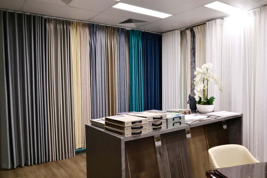 Window furnishing displays in the showroom