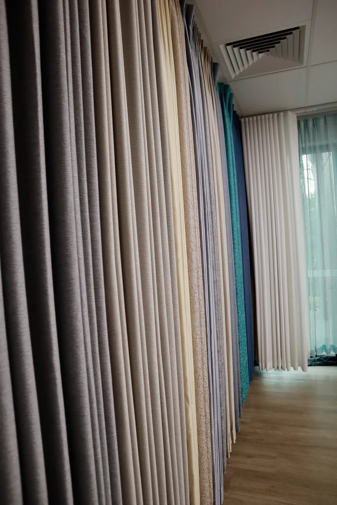 Curtain and blind displays in the Ben's Curtains showroom