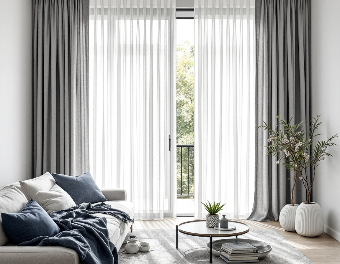 S-fold sheer curtains filtering soft daylight