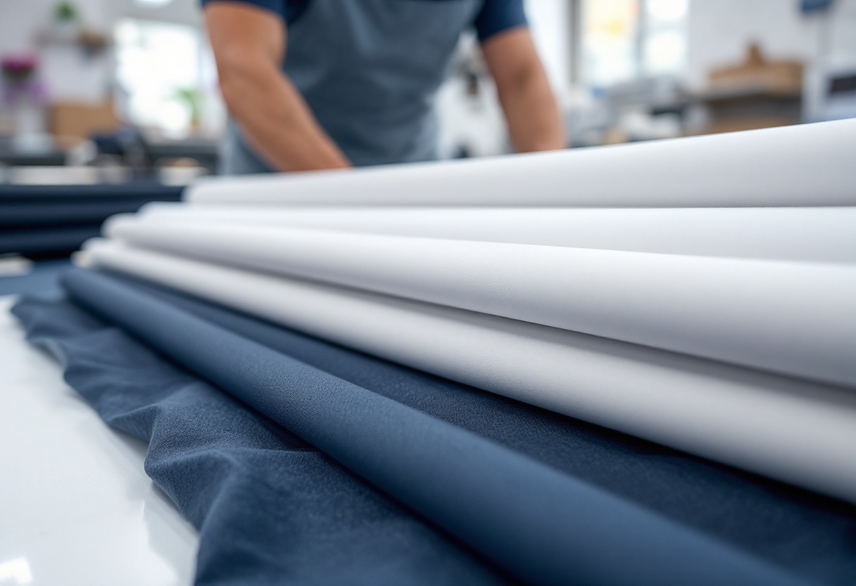 Premium curtain fabrics in the Ben's Curtains workshop