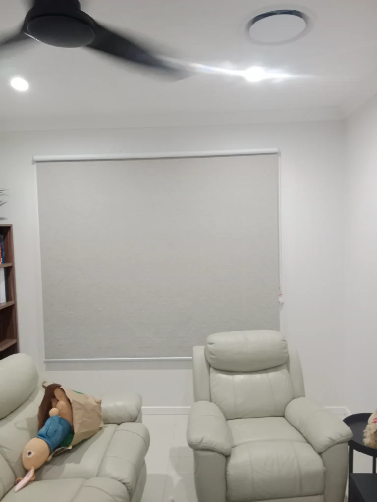 Grey blockout roller blinds face mount