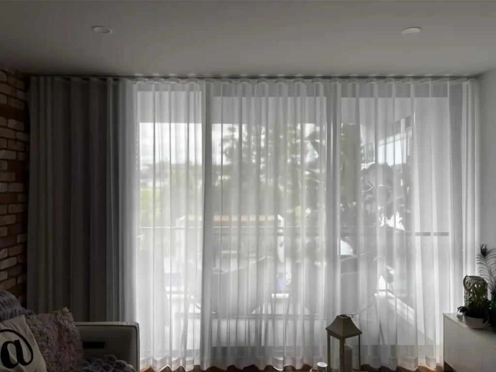 transparent sheer in living sliding door