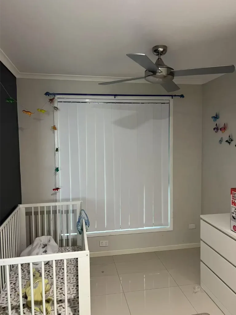 vertical blinds in bed