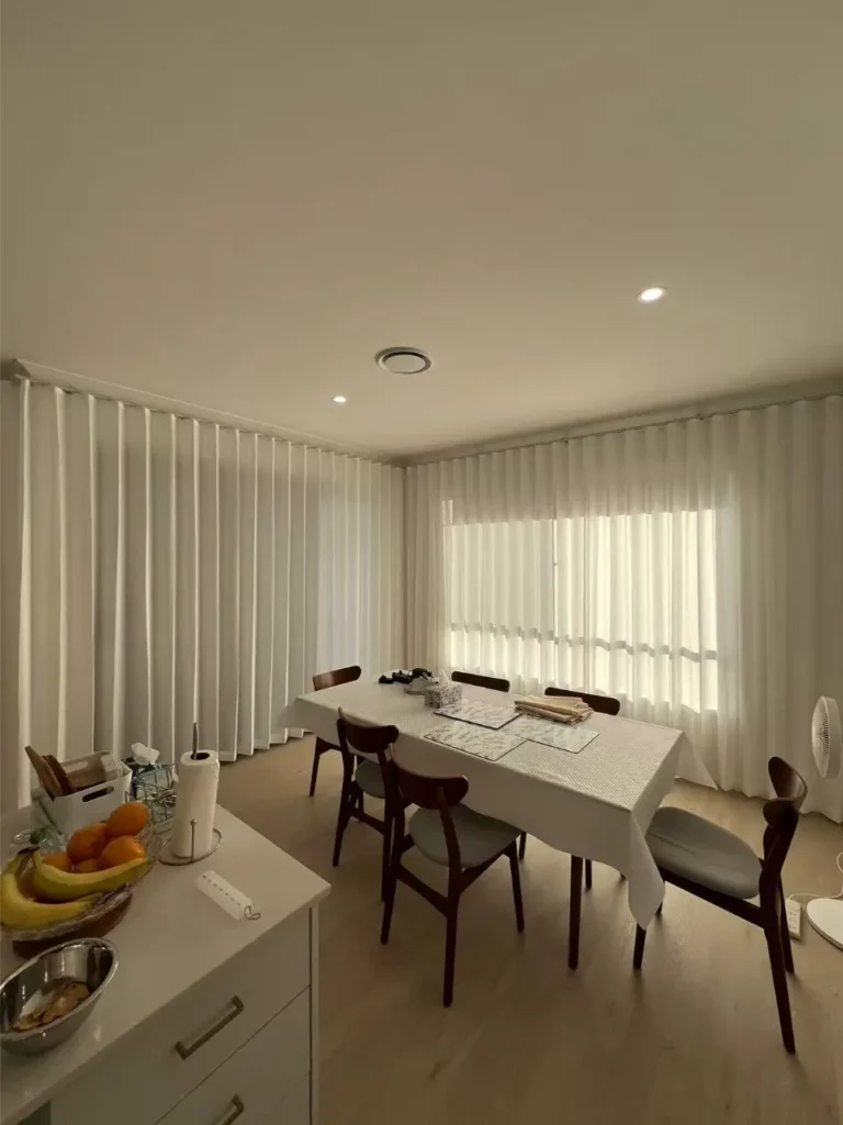 L shape with roller blinds